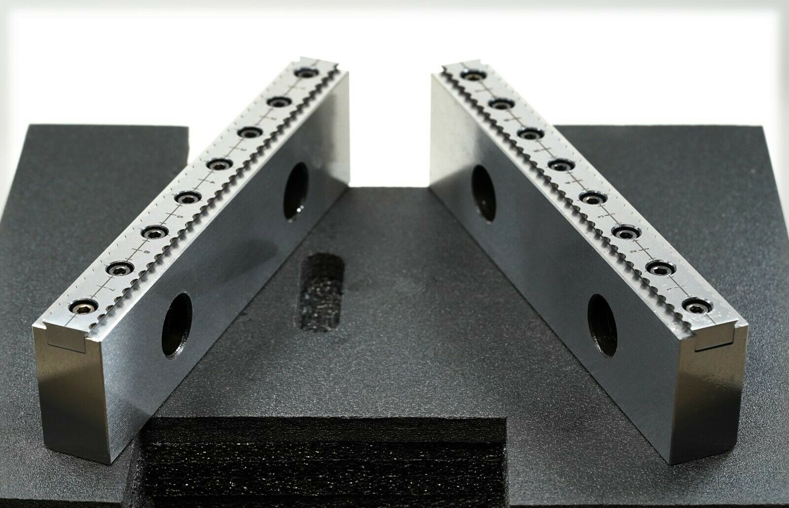 Professional Cnc Milling Steel Vise Hard Jaw, 8” Wide, Serrated With 0.100” Repl