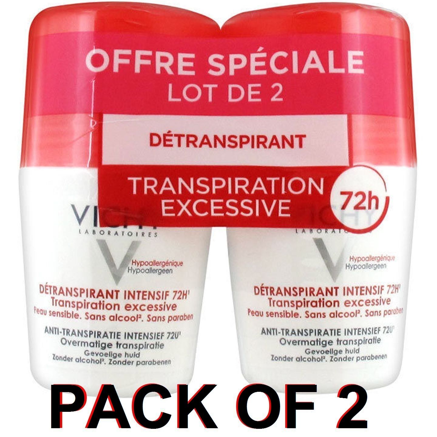 Vichy Deodorant Stress Resist Anti-perspirant Roll-on 72h (2x 50ml)