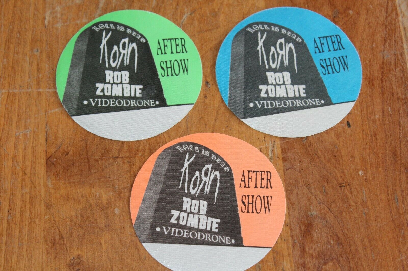 Korn Rob Zombie - 3 X Unused Backstage Pass - Free Postage -