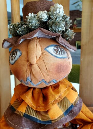 Handmade Ooak Primitive Pumpkin Fall Doll