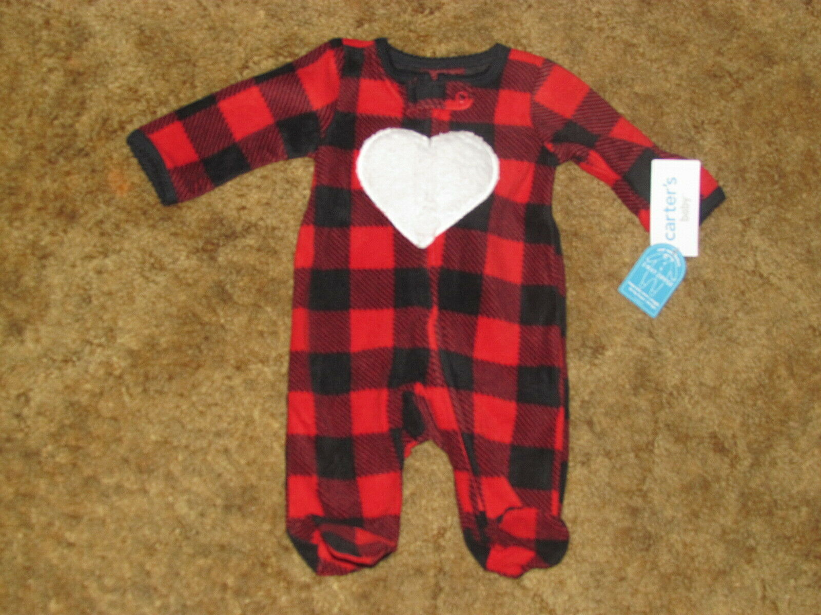 Girls Carter's Nwt Heart Fleece Footie Pajamas Size Newborn